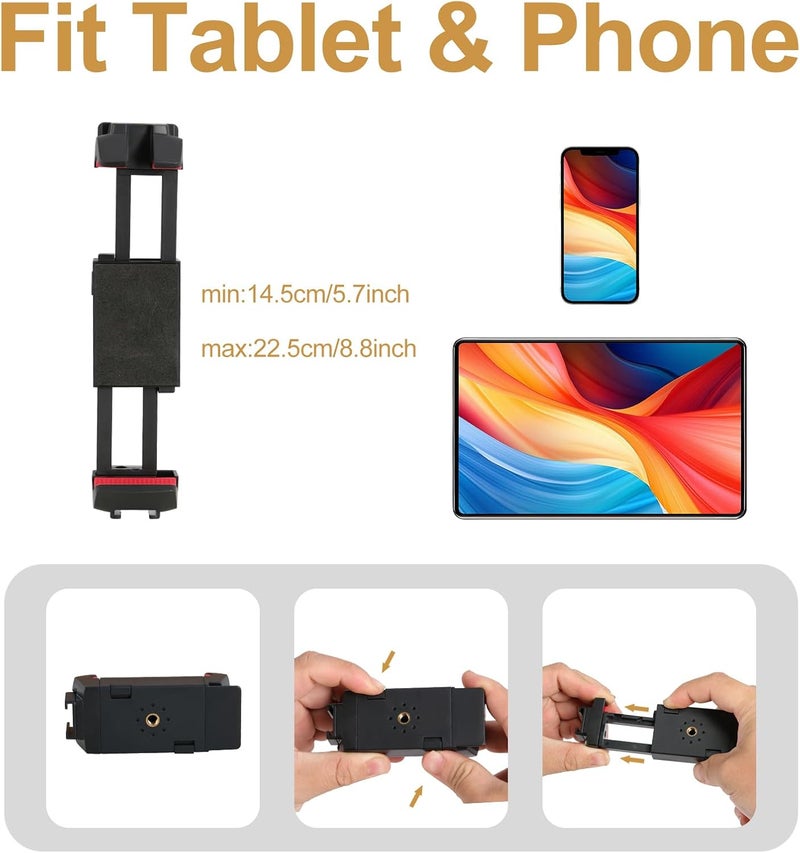 RANMING Drum Set Phone Holder Adjustable Angle Phone Clamp Drum Phones Mount for Recording Drummer Accessories Phones Holder for Electronic Drum Set Compatible with Smartphone and Tablet Computer - Image 3